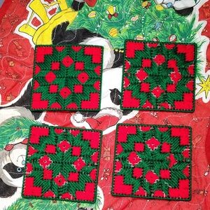 Festive Red and Green Holiday Coasters